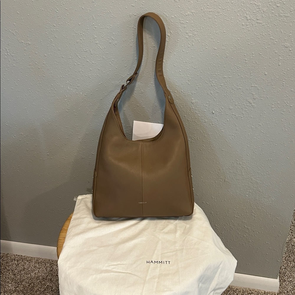 Hammitt Tim Medium Hobo Leather Bag In Dune/Silver